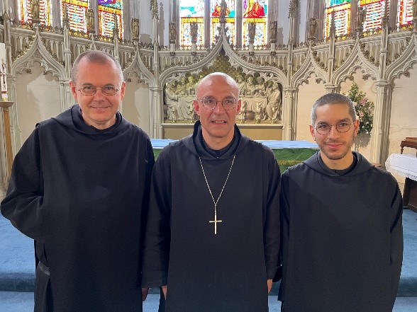 Brother Joseph, the new Abbot Matthieu and Brother Theophan visiting Bristol
