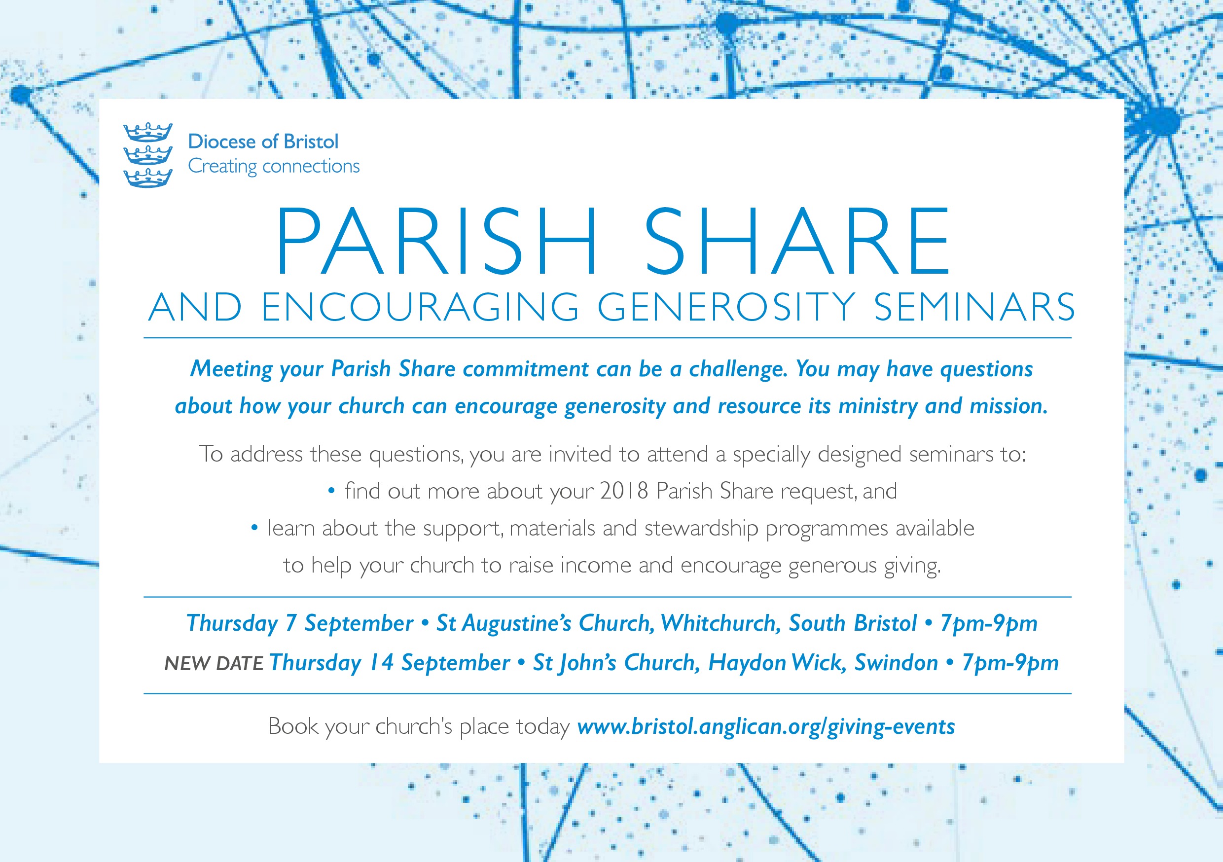 Flyer advertising Parish Share events