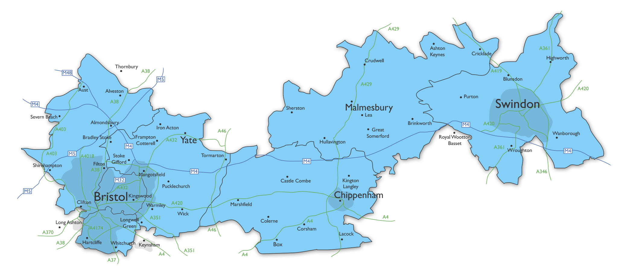 Map of the Diocese of Bristol